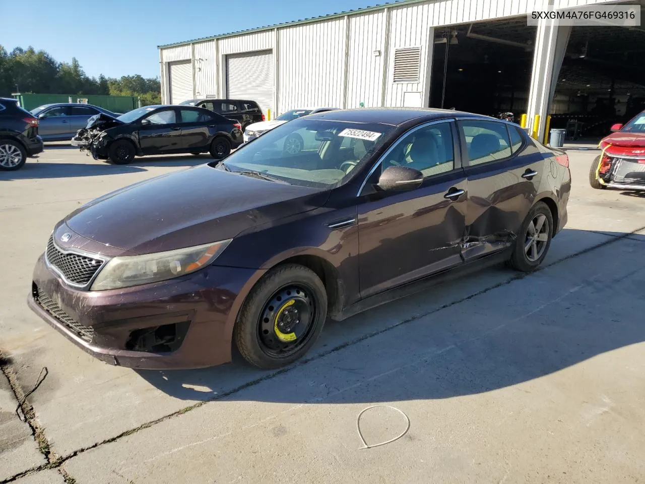 2015 Kia Optima Lx VIN: 5XXGM4A76FG469316 Lot: 75522494