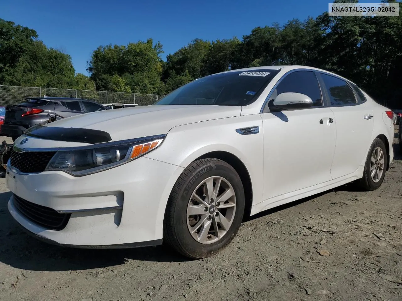 2016 Kia Optima Lx VIN: KNAGT4L32G5102042 Lot: 69489454