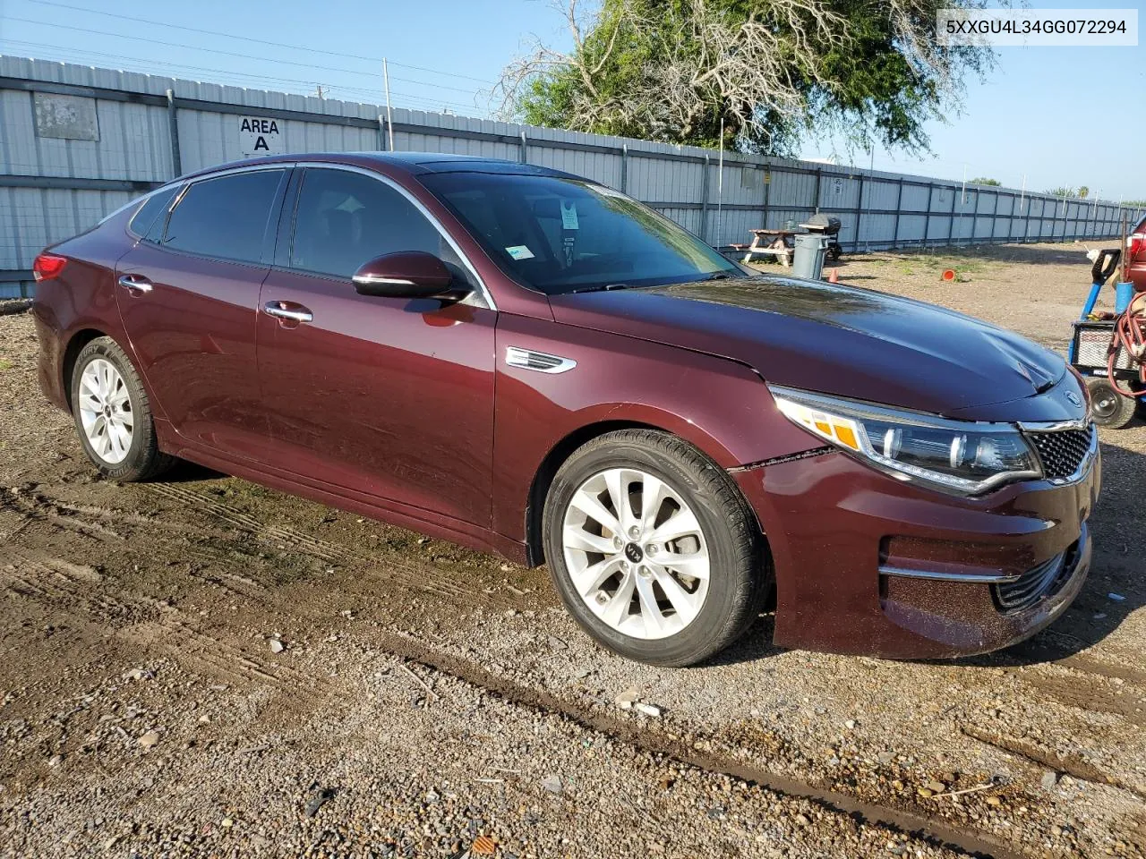 2016 Kia Optima Ex VIN: 5XXGU4L34GG072294 Lot: 72076714