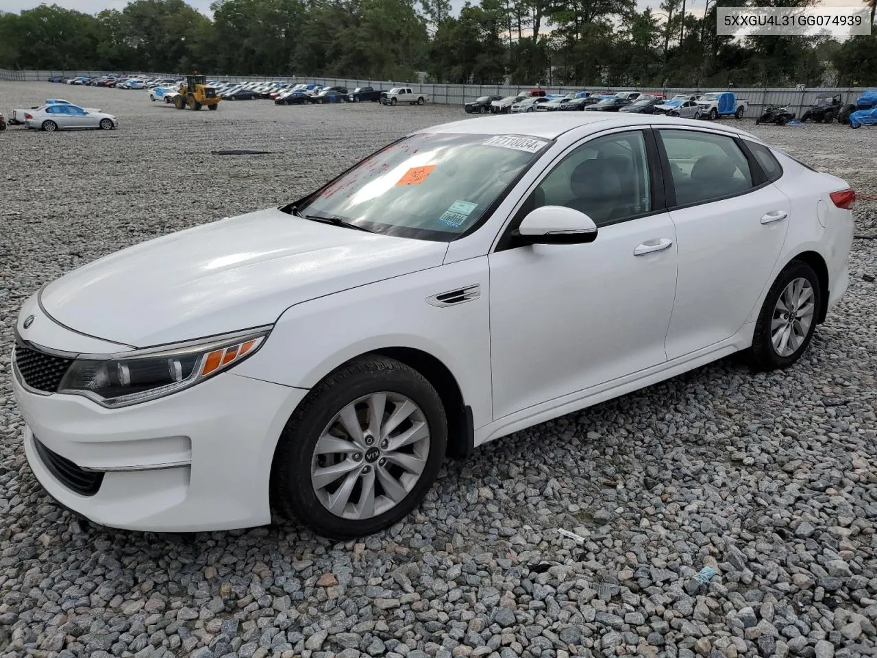 2016 Kia Optima Ex VIN: 5XXGU4L31GG074939 Lot: 72118034