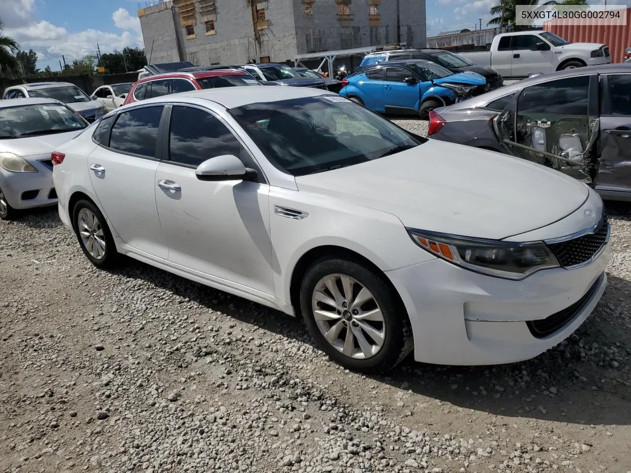 2016 Kia Optima Lx VIN: 5XXGT4L30GG002794 Lot: 74825204