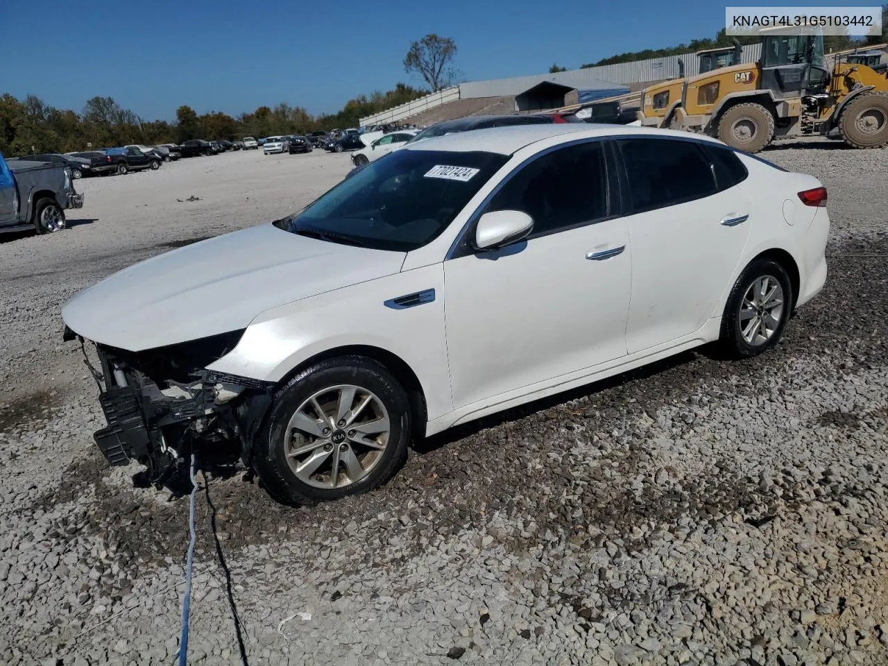 KNAGT4L31G5103442 2016 Kia Optima Lx