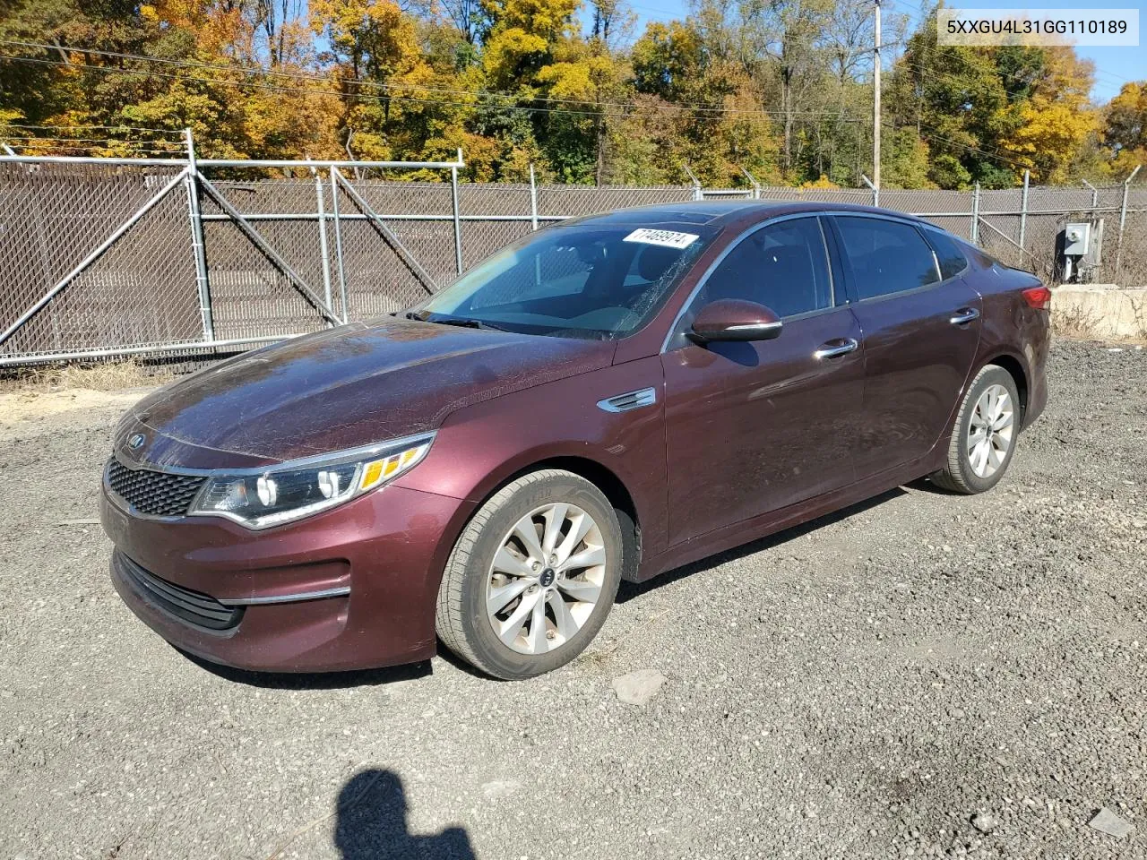 2016 Kia Optima Ex VIN: 5XXGU4L31GG110189 Lot: 77469974