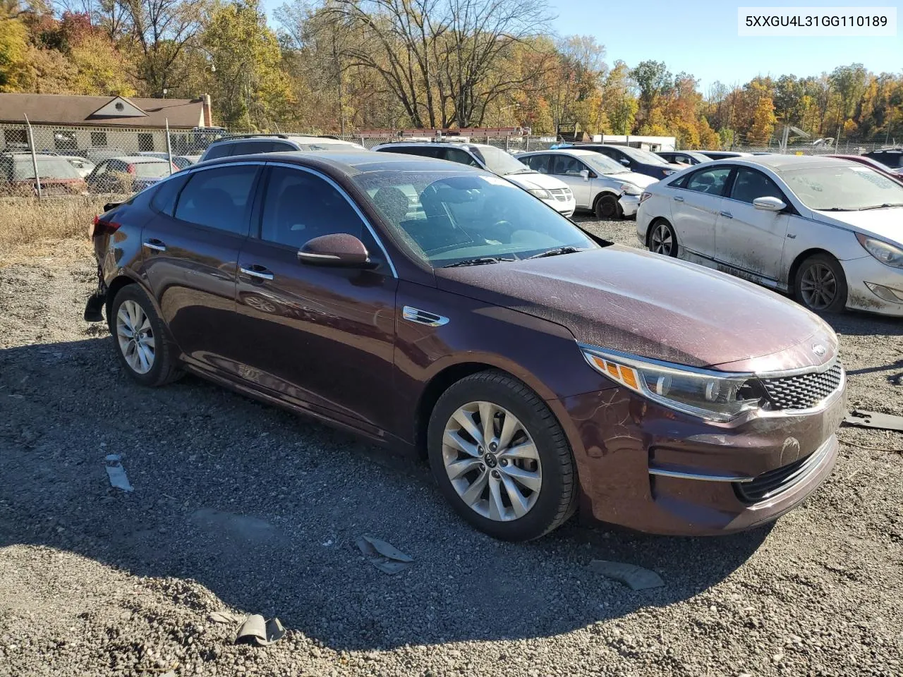 2016 Kia Optima Ex VIN: 5XXGU4L31GG110189 Lot: 77469974