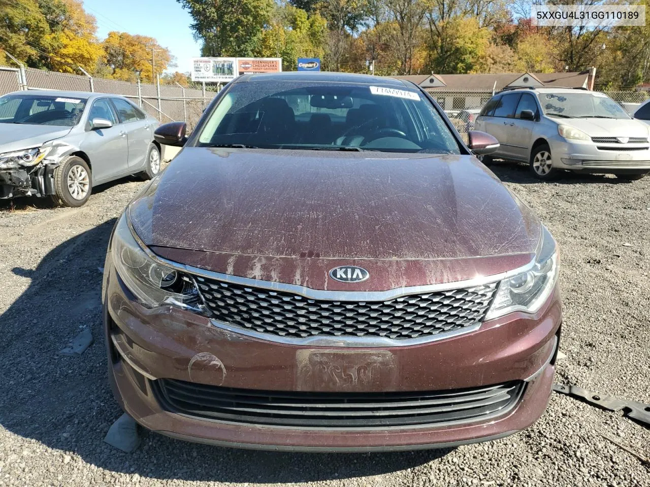 2016 Kia Optima Ex VIN: 5XXGU4L31GG110189 Lot: 77469974