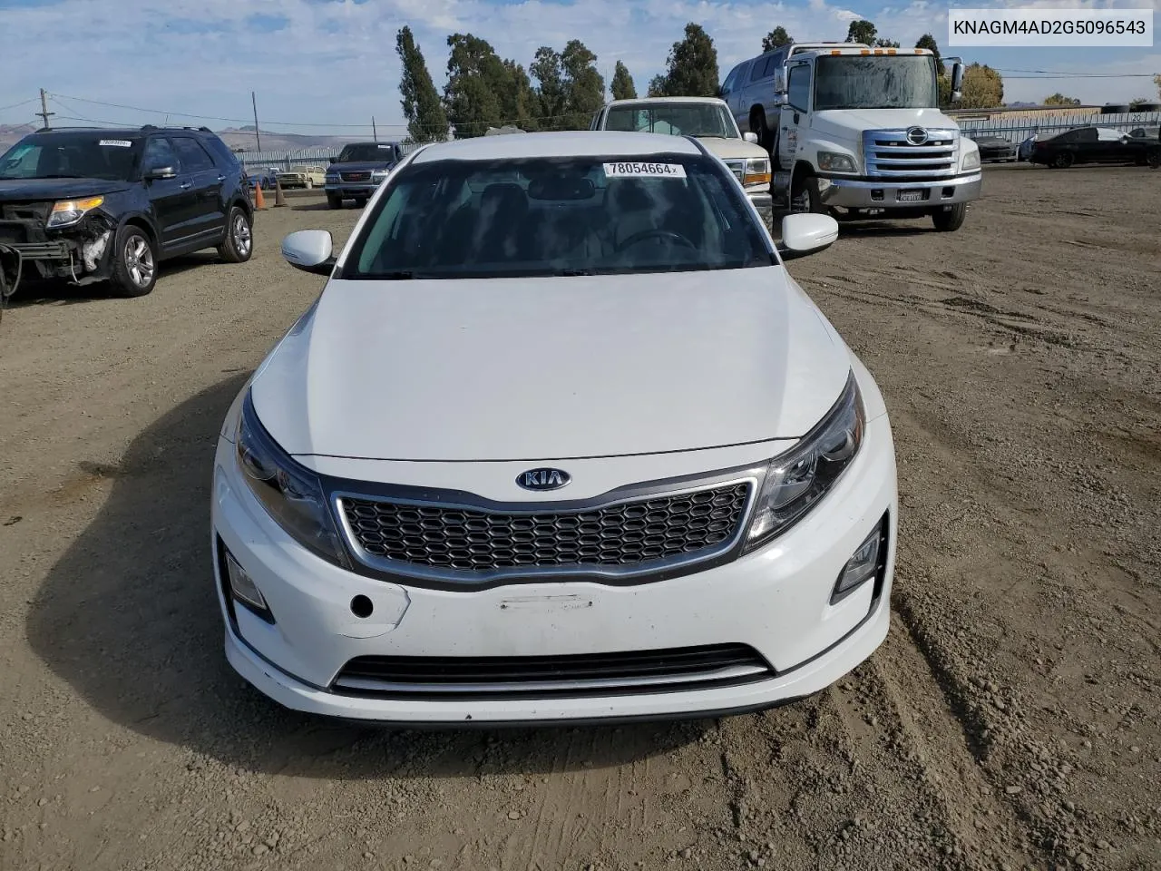 2016 Kia Optima Hybrid VIN: KNAGM4AD2G5096543 Lot: 78054664