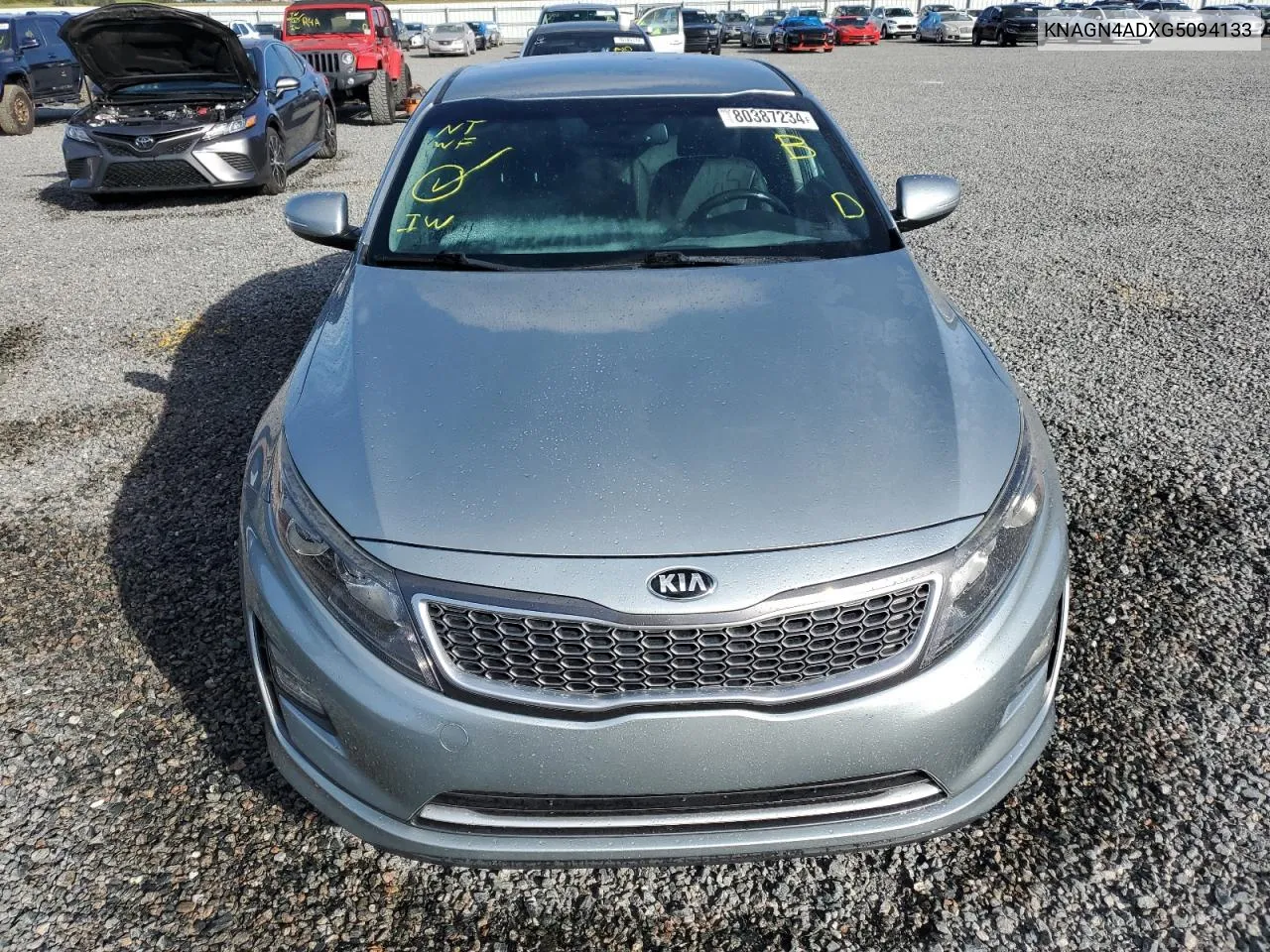 2016 Kia Optima Hybrid VIN: KNAGN4ADXG5094133 Lot: 80387234