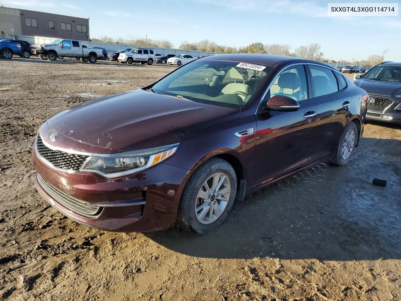 2016 Kia Optima Lx VIN: 5XXGT4L3XGG114714 Lot: 80473204