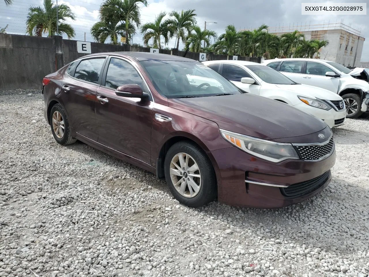 2016 Kia Optima Lx VIN: 5XXGT4L32GG028975 Lot: 80676444