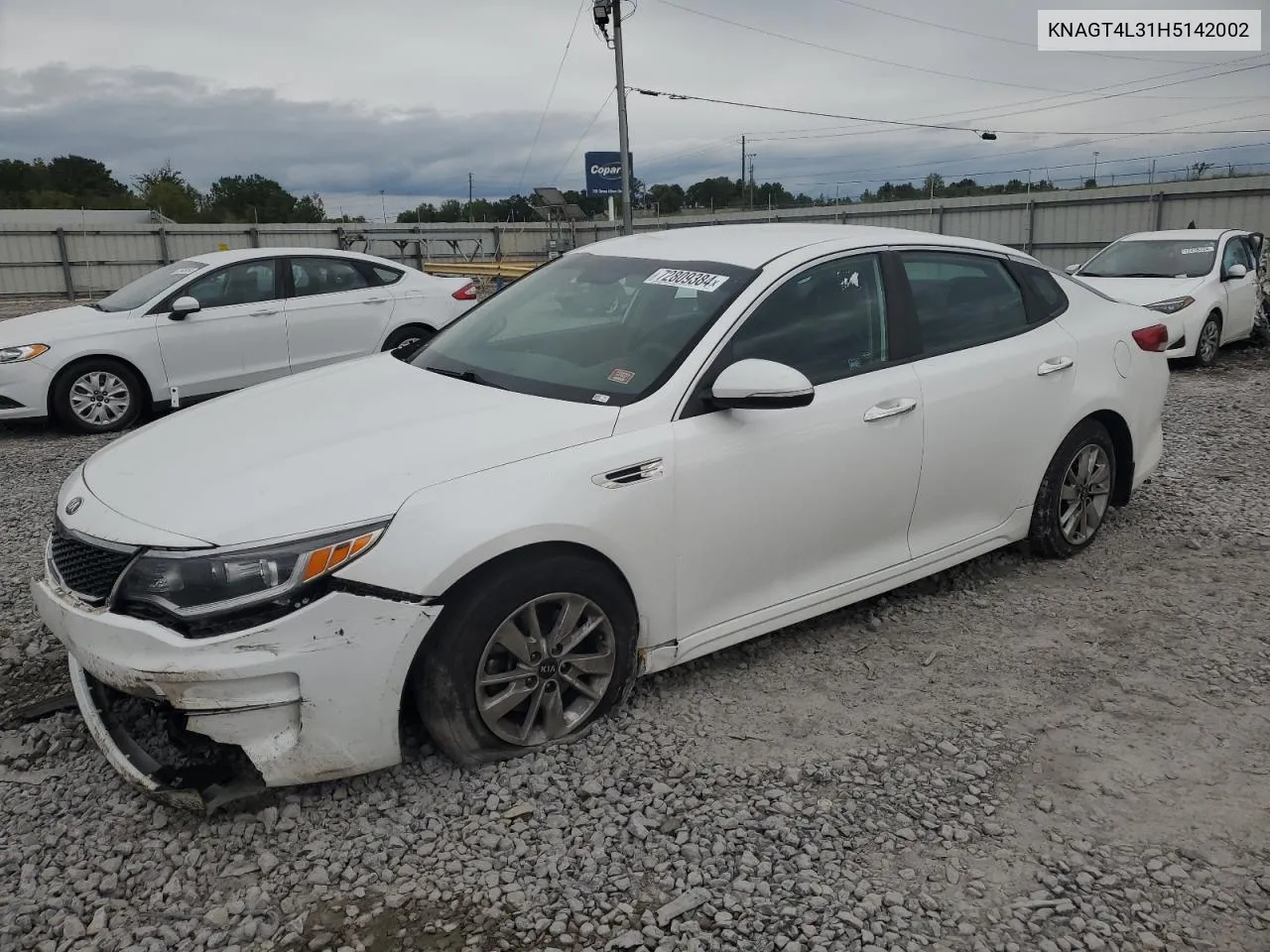 2017 Kia Optima Lx VIN: KNAGT4L31H5142002 Lot: 72809384