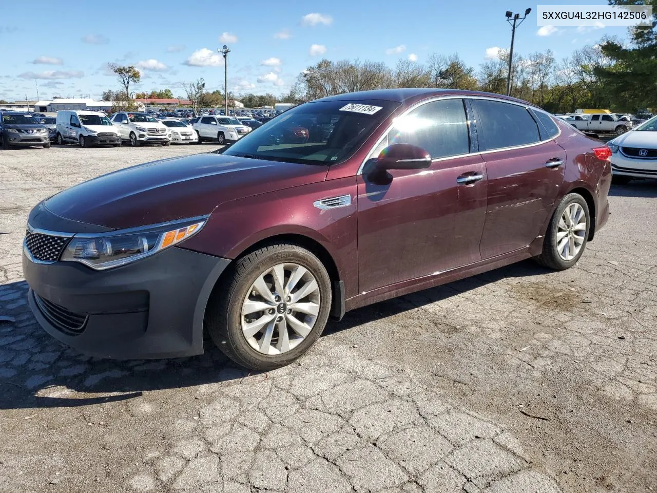 2017 Kia Optima Ex VIN: 5XXGU4L32HG142506 Lot: 75011134