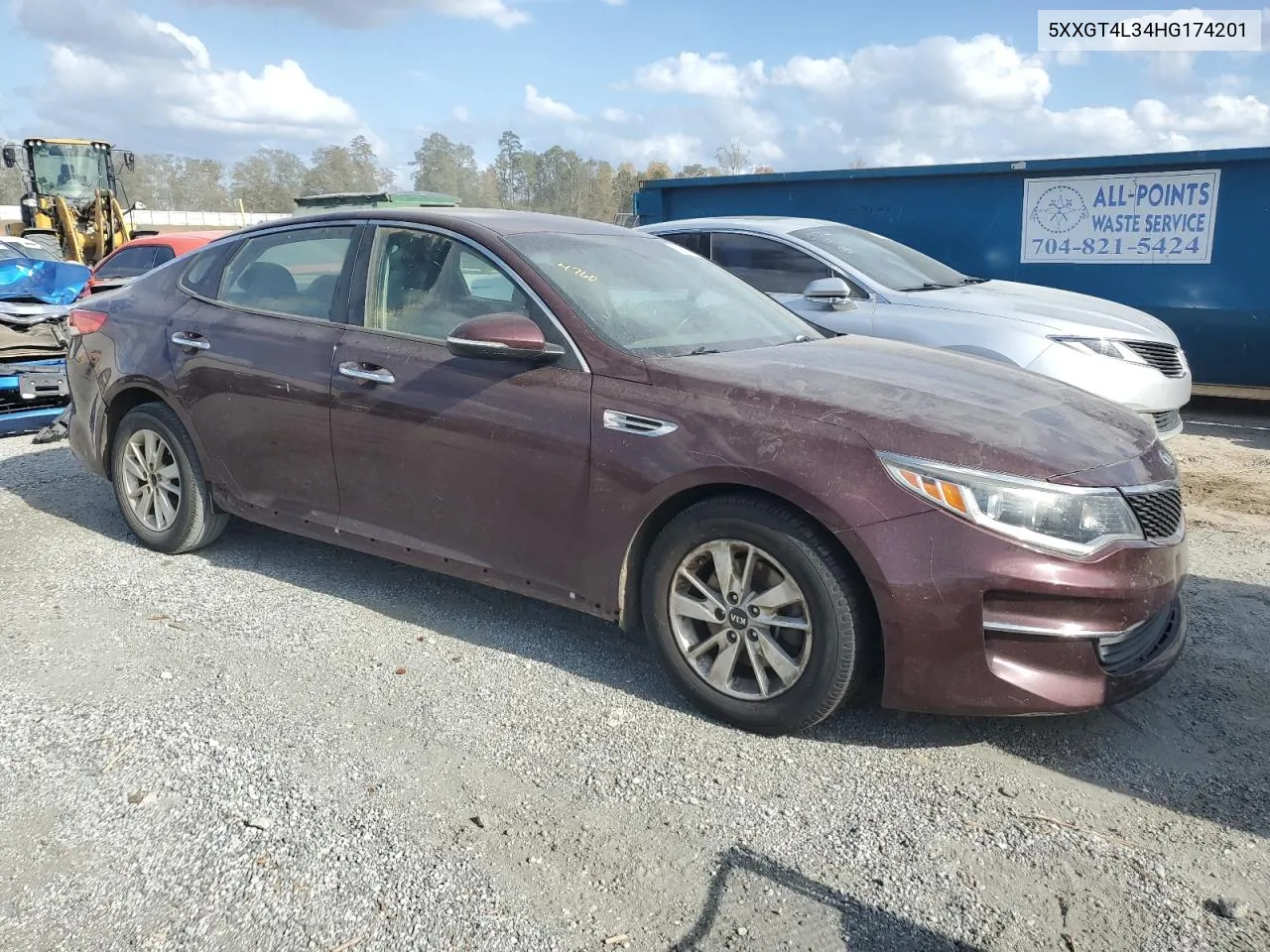 2017 Kia Optima Lx VIN: 5XXGT4L34HG174201 Lot: 78662564