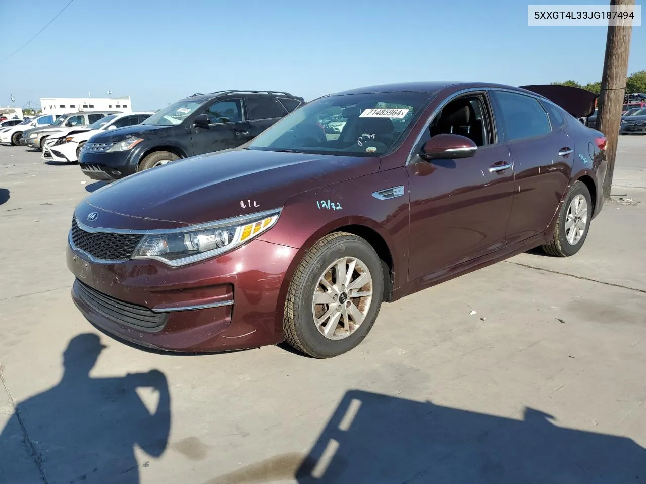 2018 Kia Optima Lx VIN: 5XXGT4L33JG187494 Lot: 71485964