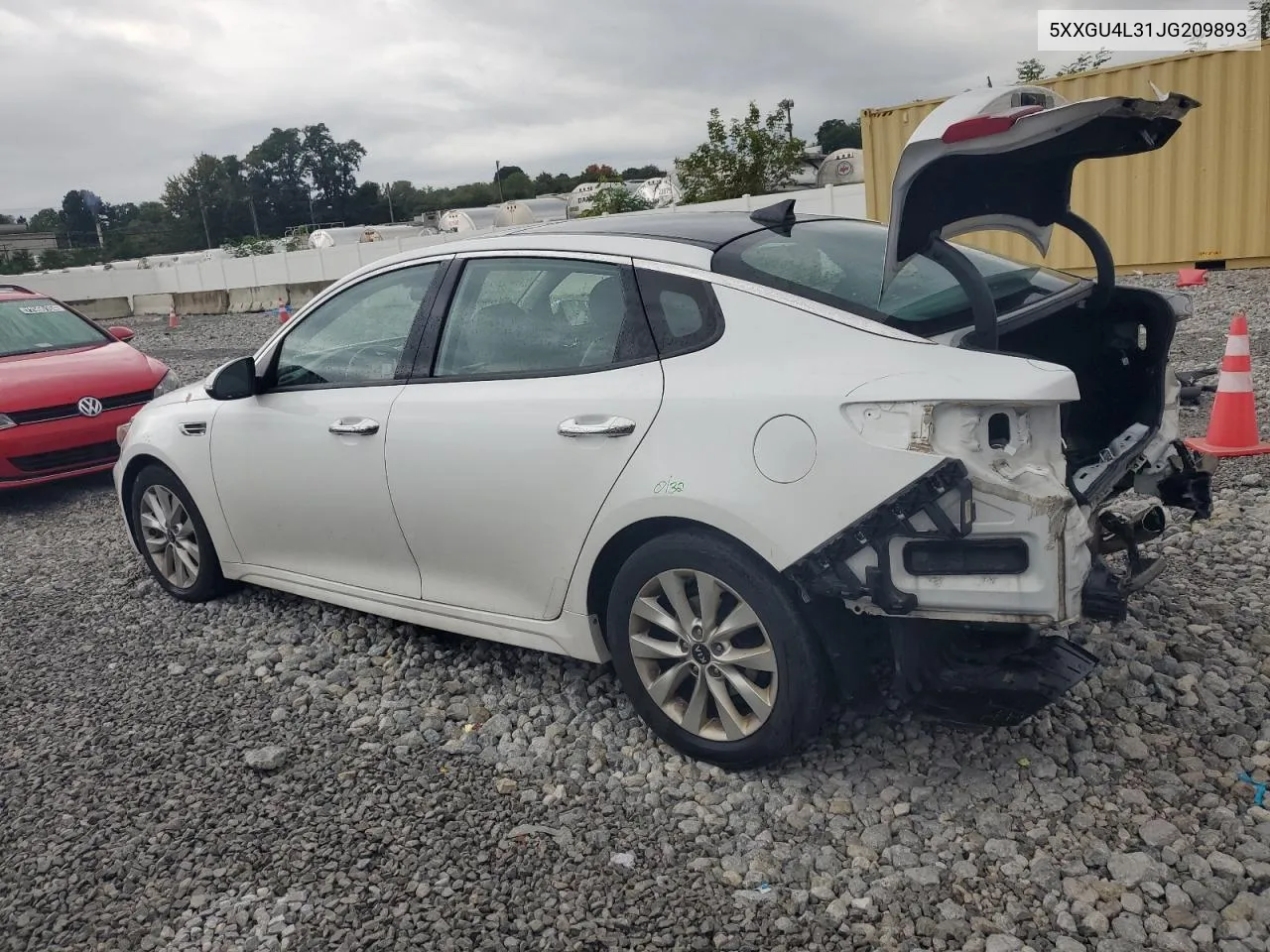 2018 Kia Optima Ex VIN: 5XXGU4L31JG209893 Lot: 72986154