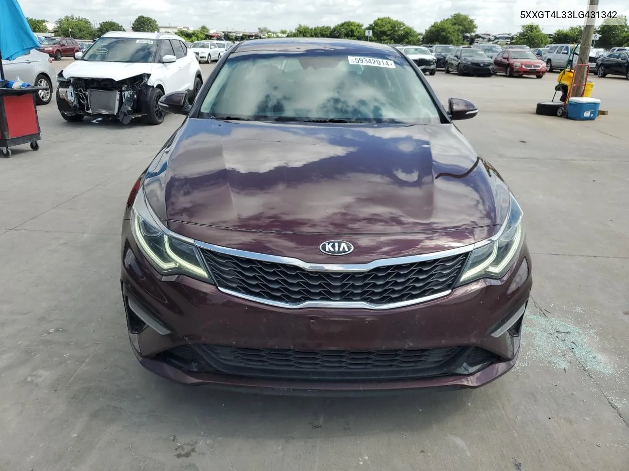 2020 Kia Optima Lx VIN: 5XXGT4L33LG431342 Lot: 59342014