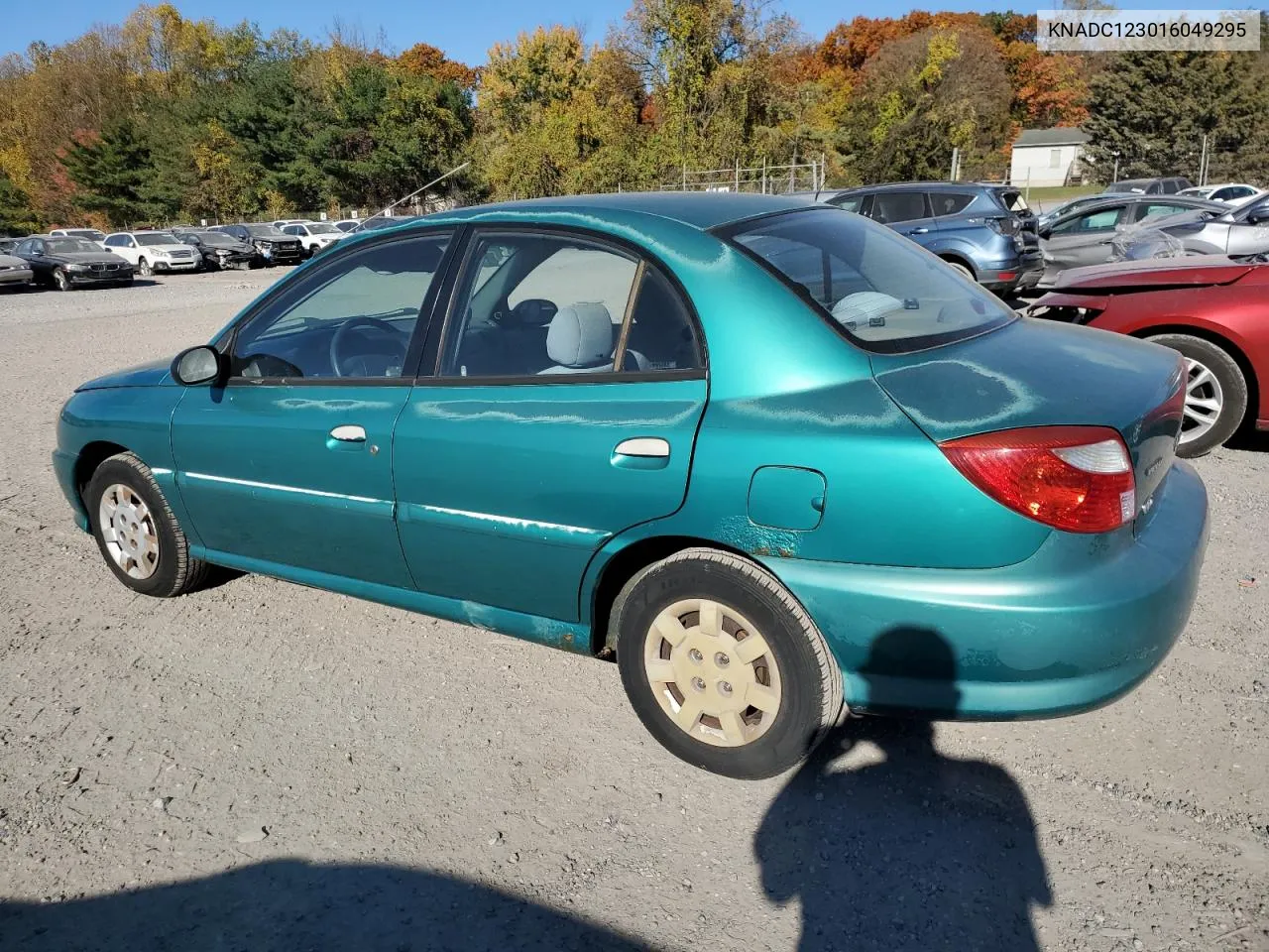 2001 Kia Rio VIN: KNADC123016049295 Lot: 77770704