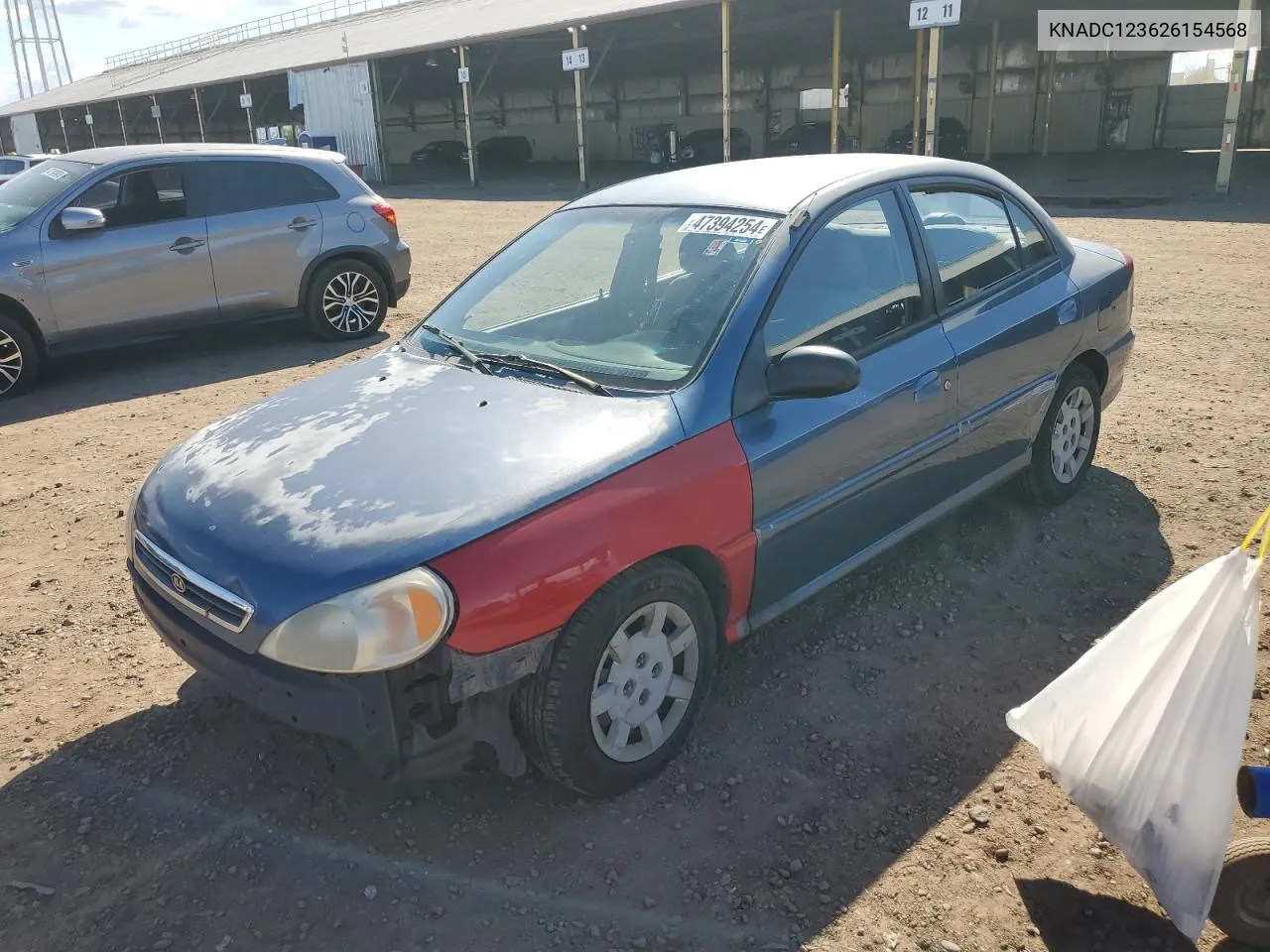 2002 Kia Rio VIN: KNADC123626154568 Lot: 47394254