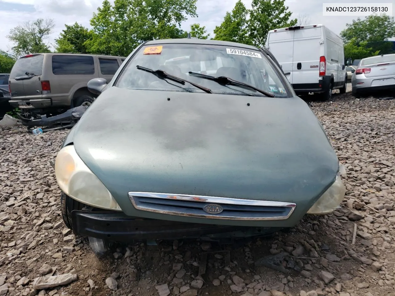 2002 Kia Rio VIN: KNADC123726158130 Lot: 59104584