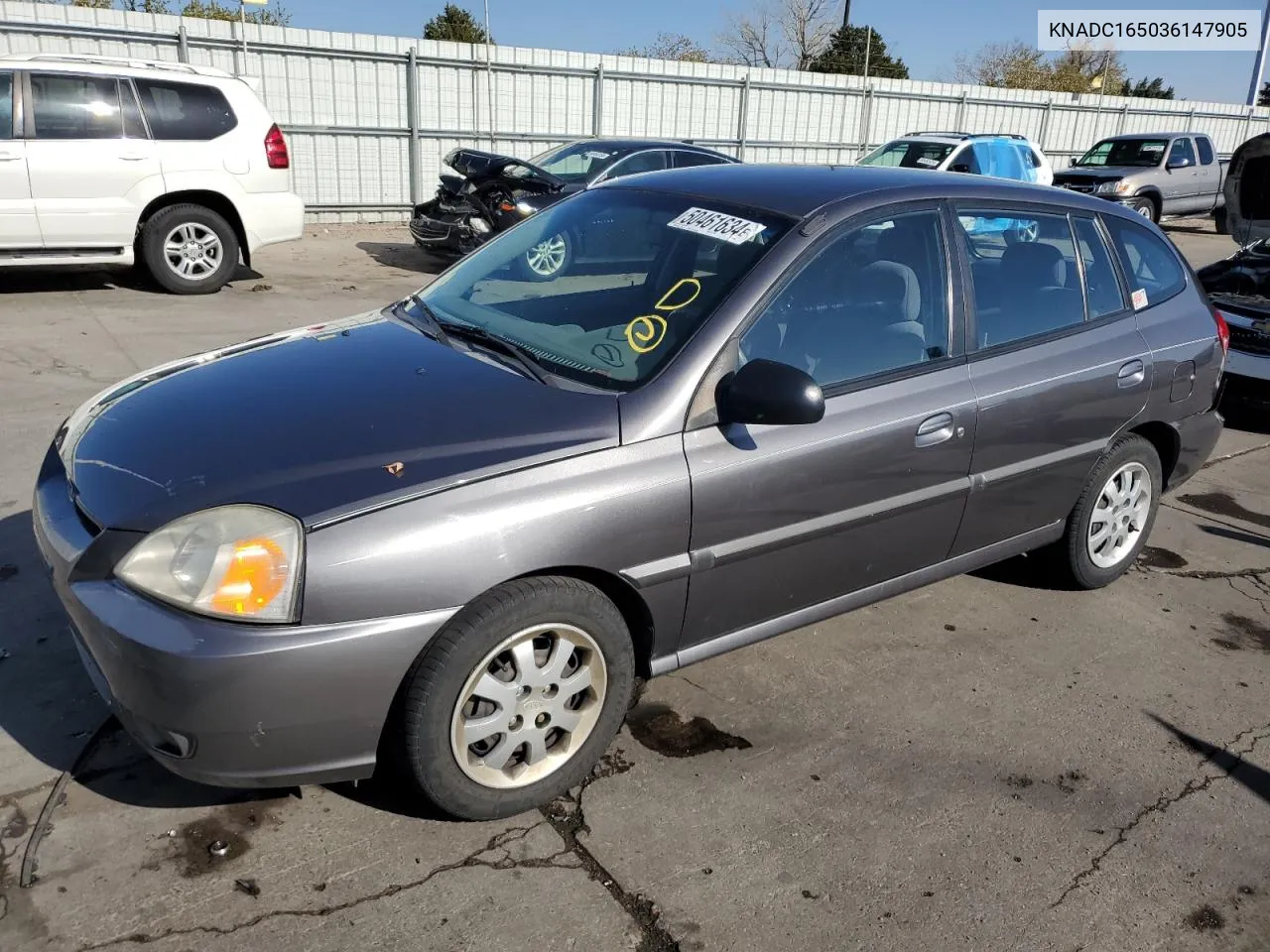 2003 Kia Rio Cinco VIN: KNADC165036147905 Lot: 50461634