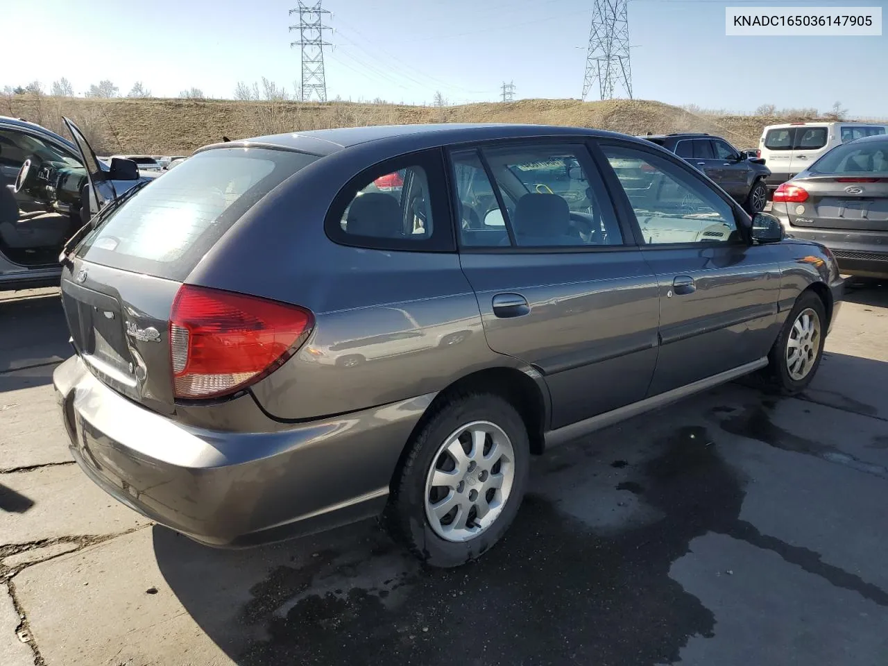 2003 Kia Rio Cinco VIN: KNADC165036147905 Lot: 50461634