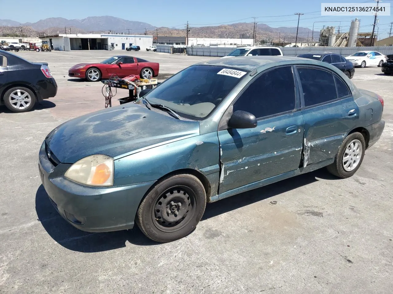 2003 Kia Rio VIN: KNADC125136274541 Lot: 68484844