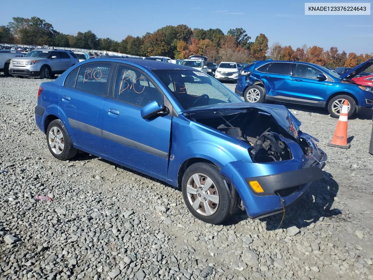 2007 Kia Rio Base VIN: KNADE123376224643 Lot: 78474304