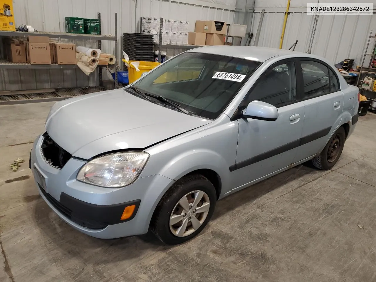 2008 Kia Rio Base VIN: KNADE123286342572 Lot: 69751494