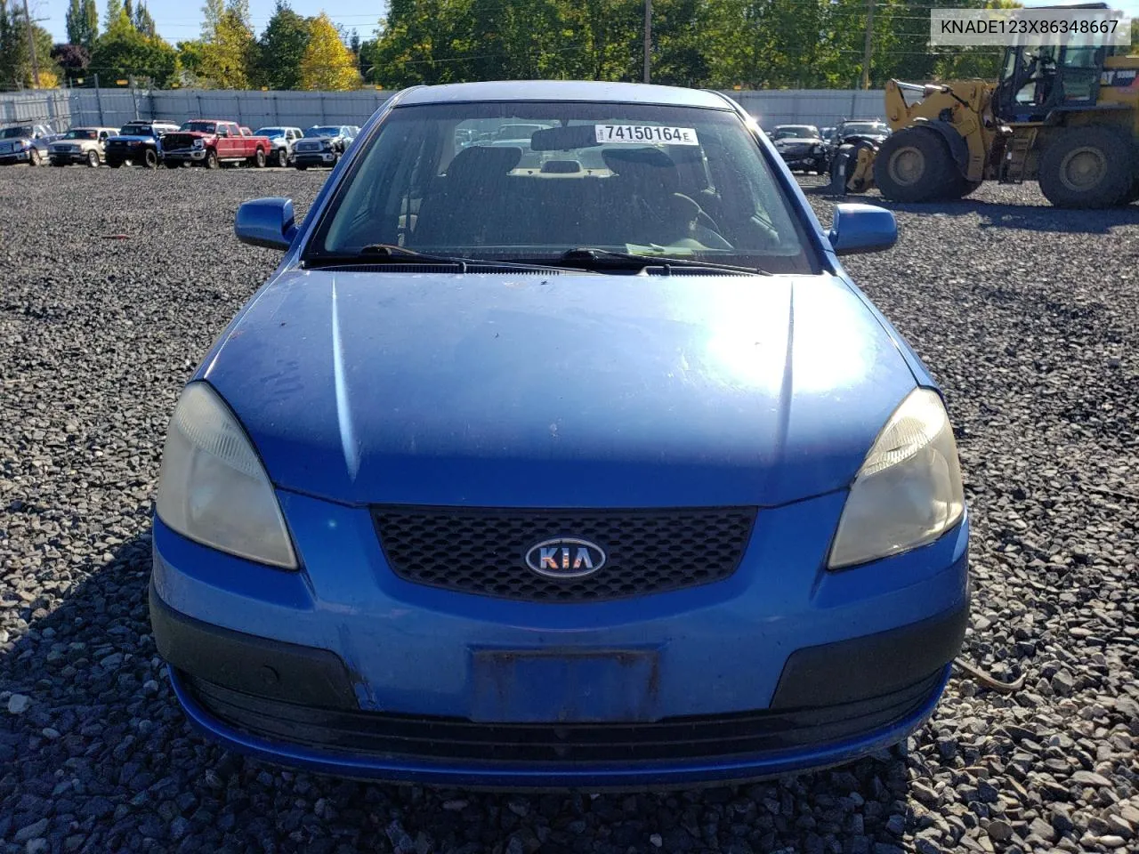 2008 Kia Rio Base VIN: KNADE123X86348667 Lot: 74150164