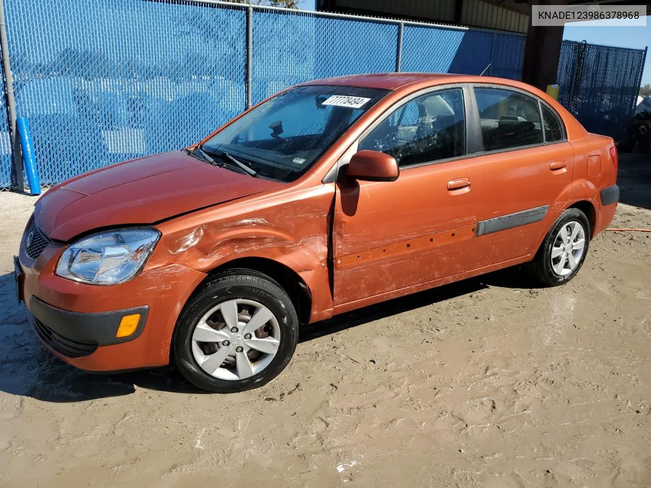 2008 Kia Rio Base VIN: KNADE123986378968 Lot: 77778494