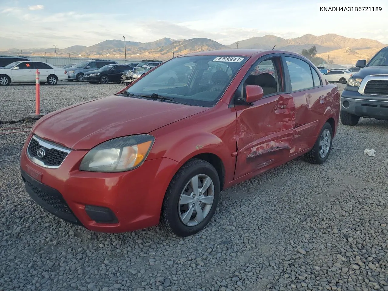 2011 Kia Rio Base VIN: KNADH4A31B6721189 Lot: 69985684