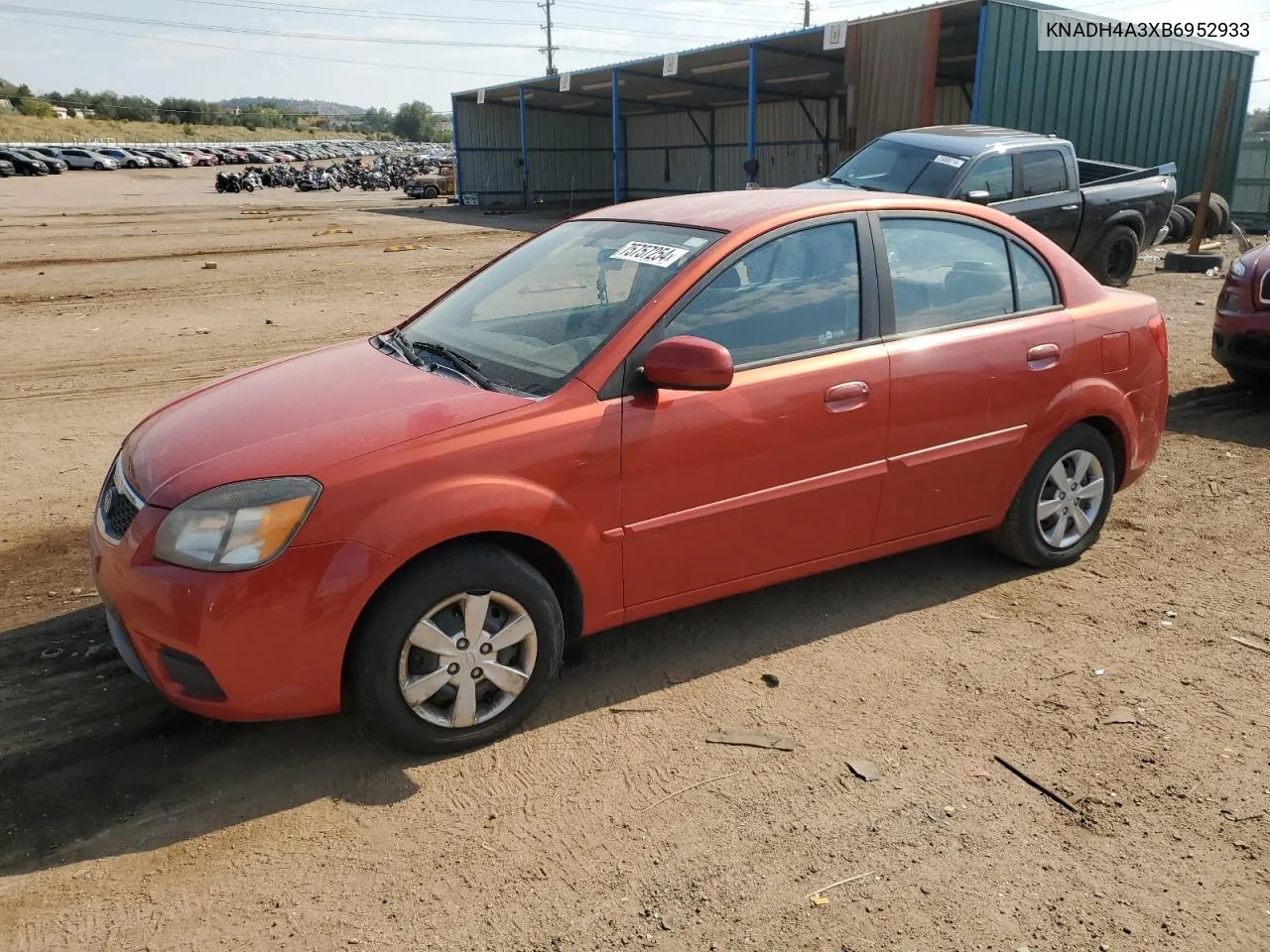 2011 Kia Rio Base VIN: KNADH4A3XB6952933 Lot: 75757254