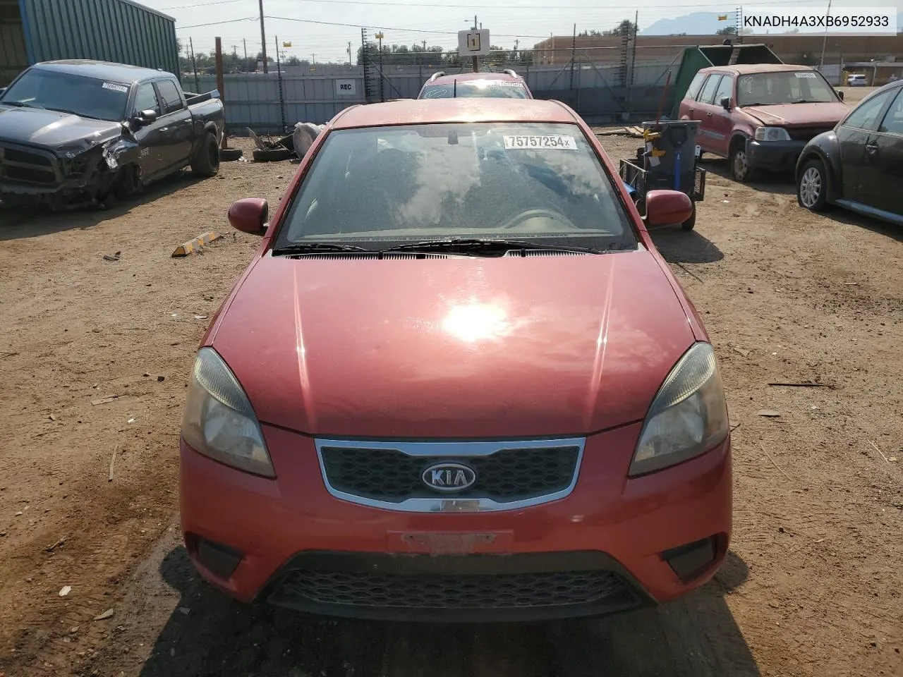 2011 Kia Rio Base VIN: KNADH4A3XB6952933 Lot: 75757254