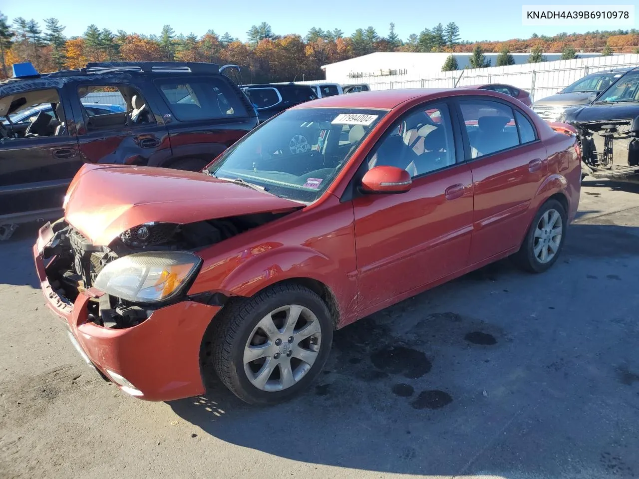 2011 Kia Rio Base VIN: KNADH4A39B6910978 Lot: 77994004