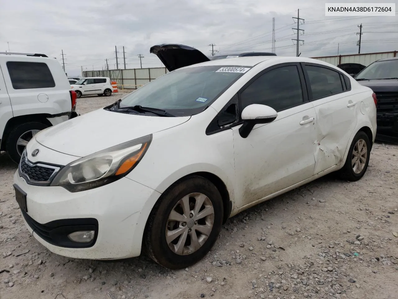 2013 Kia Rio Ex VIN: KNADN4A38D6172604 Lot: 53300574