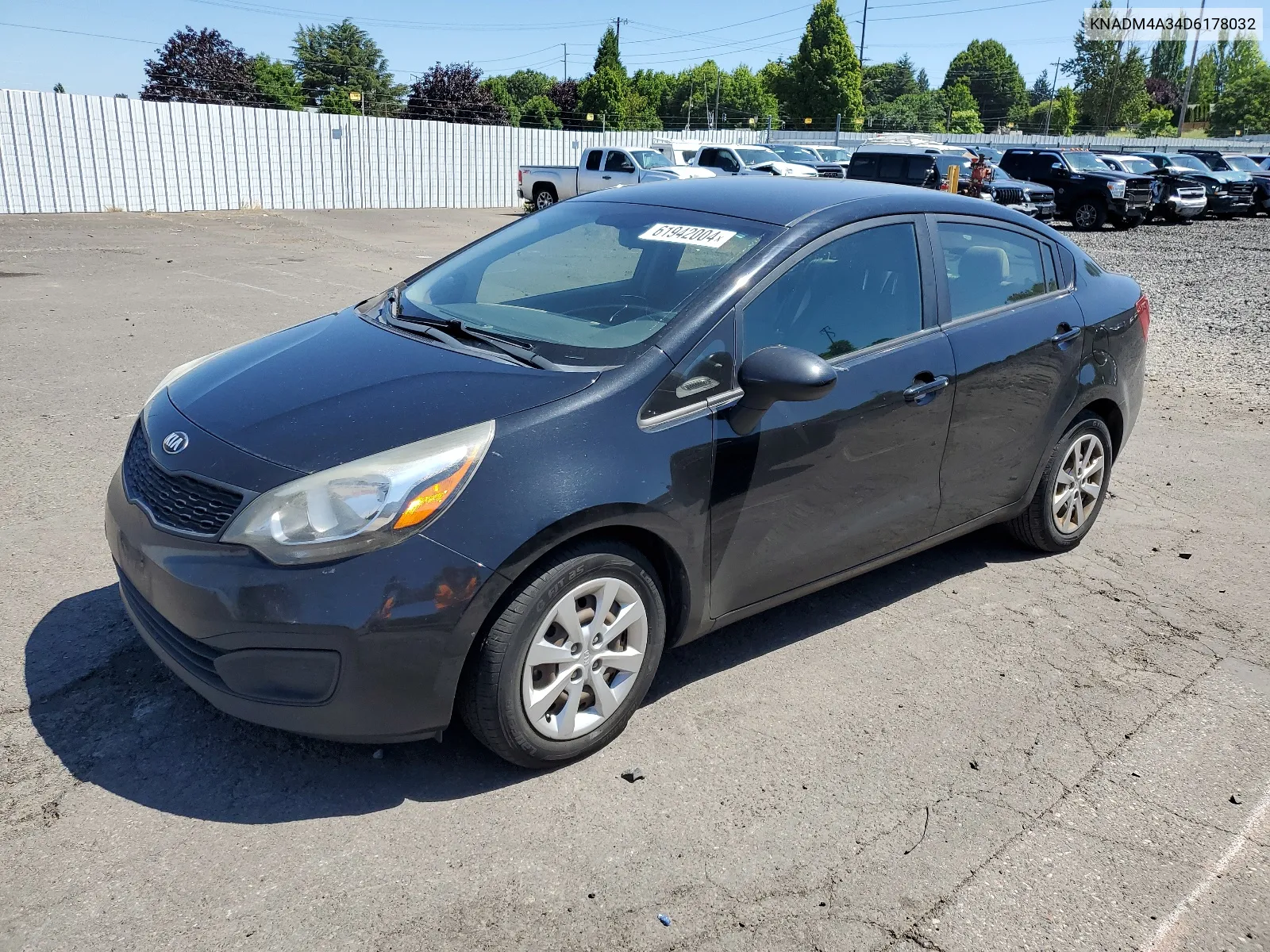 2013 Kia Rio Lx VIN: KNADM4A34D6178032 Lot: 61942004