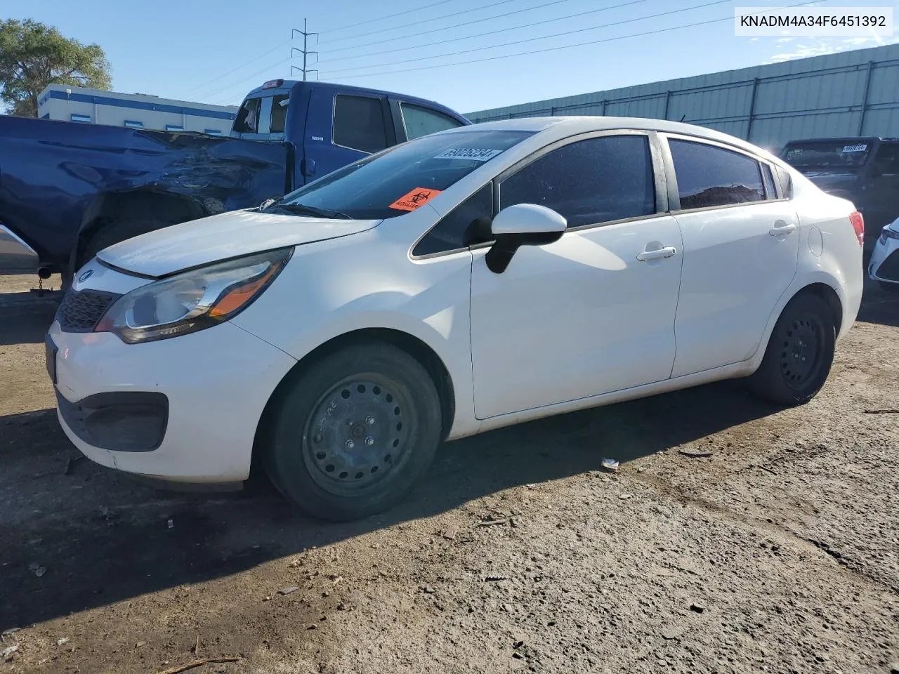 2015 Kia Rio Lx VIN: KNADM4A34F6451392 Lot: 69026234