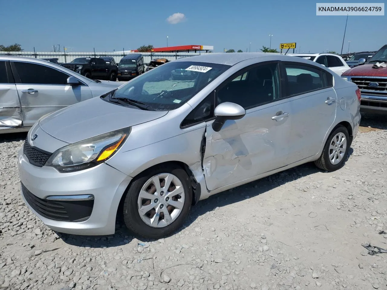 2016 Kia Rio Lx VIN: KNADM4A39G6624759 Lot: 58984924