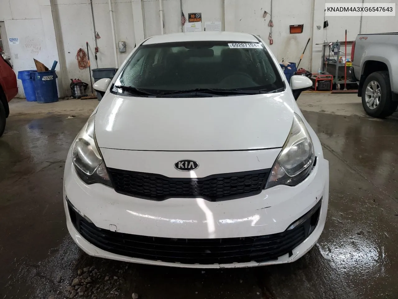 2016 Kia Rio Lx VIN: KNADM4A3XG6547643 Lot: 69207194