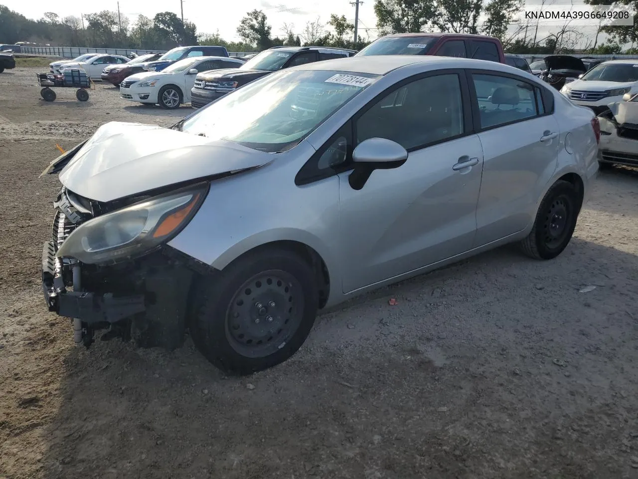 2016 Kia Rio Lx VIN: KNADM4A39G6649208 Lot: 70778144