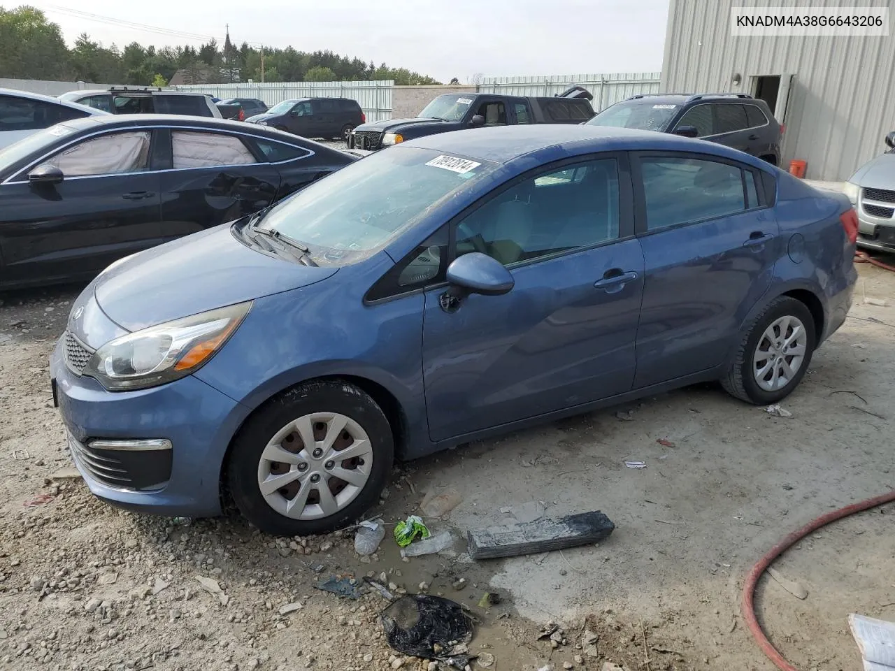 2016 Kia Rio Lx VIN: KNADM4A38G6643206 Lot: 70912814