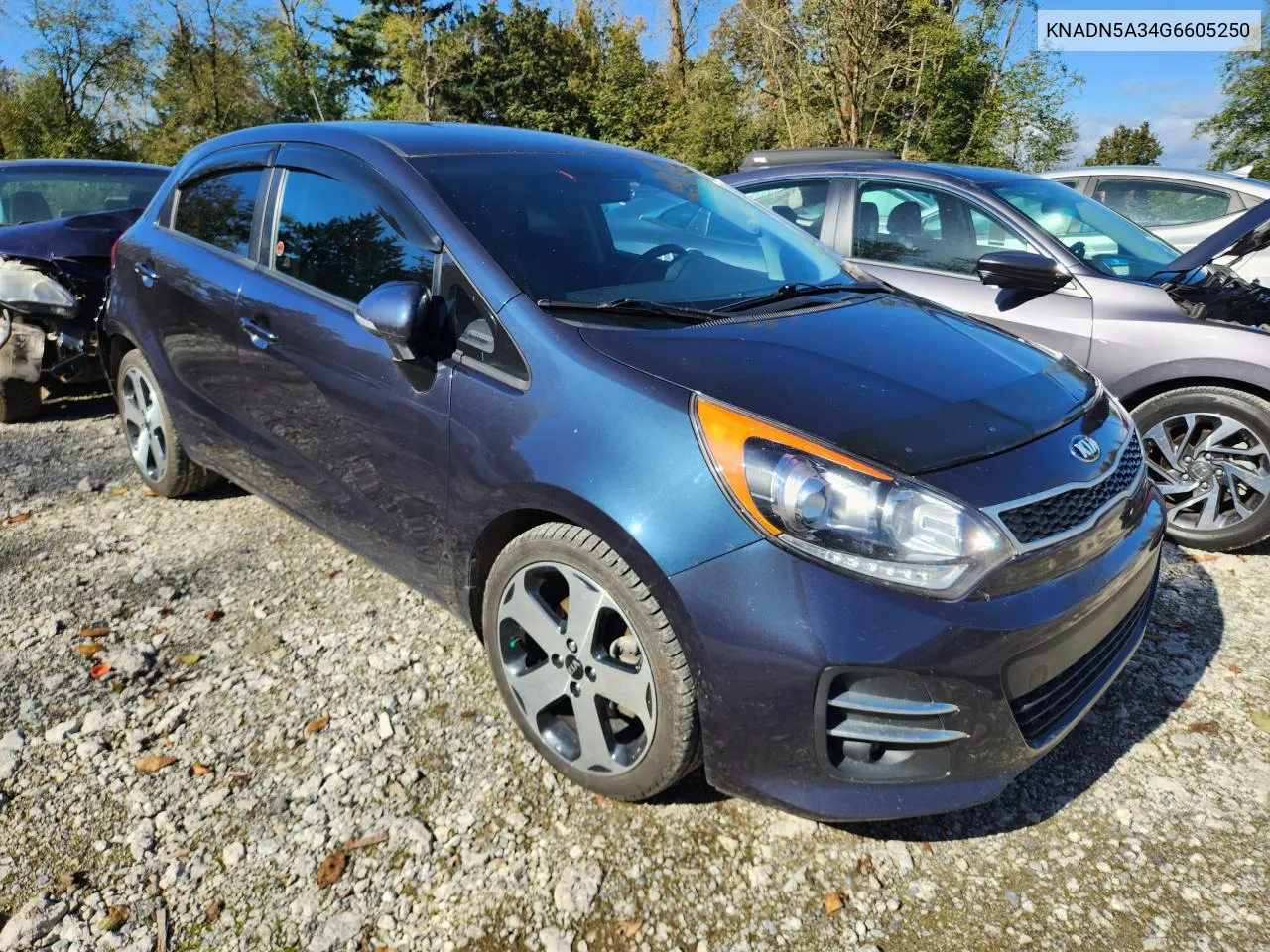 2016 Kia Rio Ex VIN: KNADN5A34G6605250 Lot: 72130124