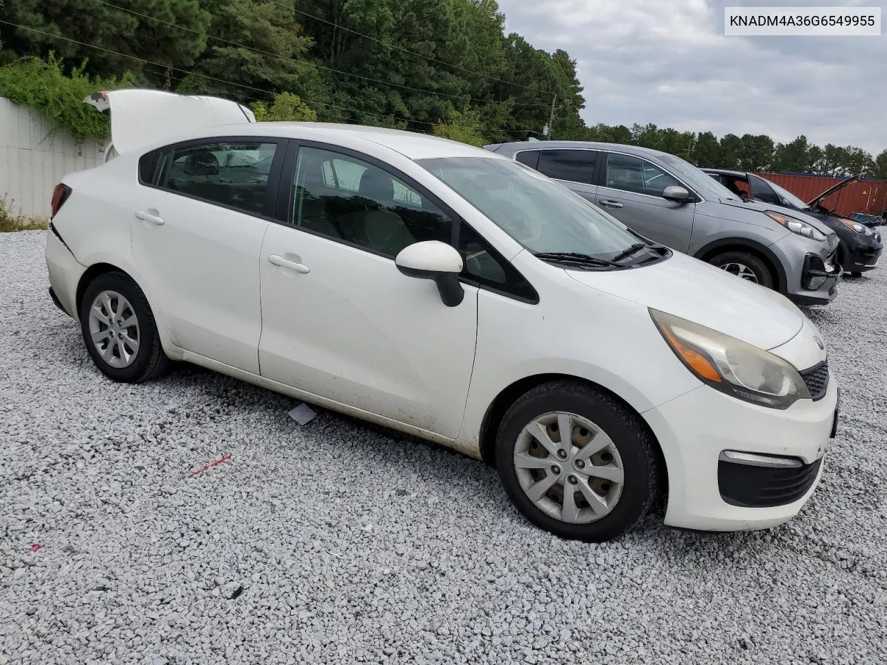 2016 Kia Rio Lx VIN: KNADM4A36G6549955 Lot: 72186724