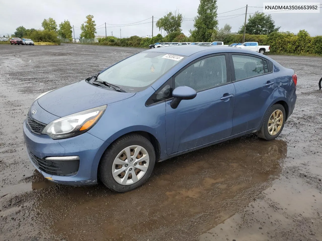 2016 Kia Rio Lx VIN: KNADM4A35G6653952 Lot: 72939414