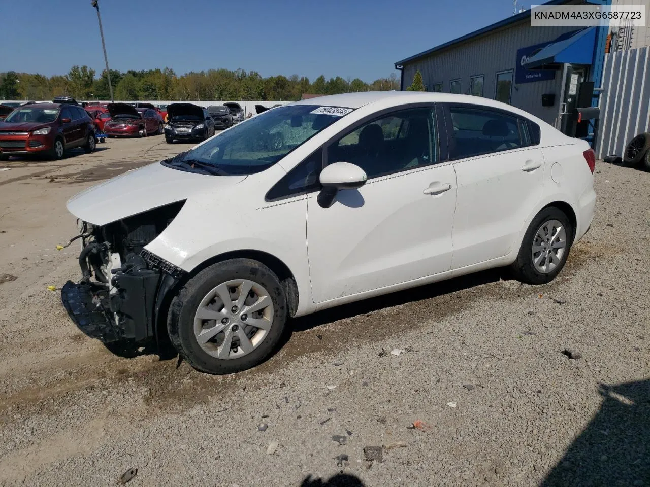 2016 Kia Rio Lx VIN: KNADM4A3XG6587723 Lot: 75043844