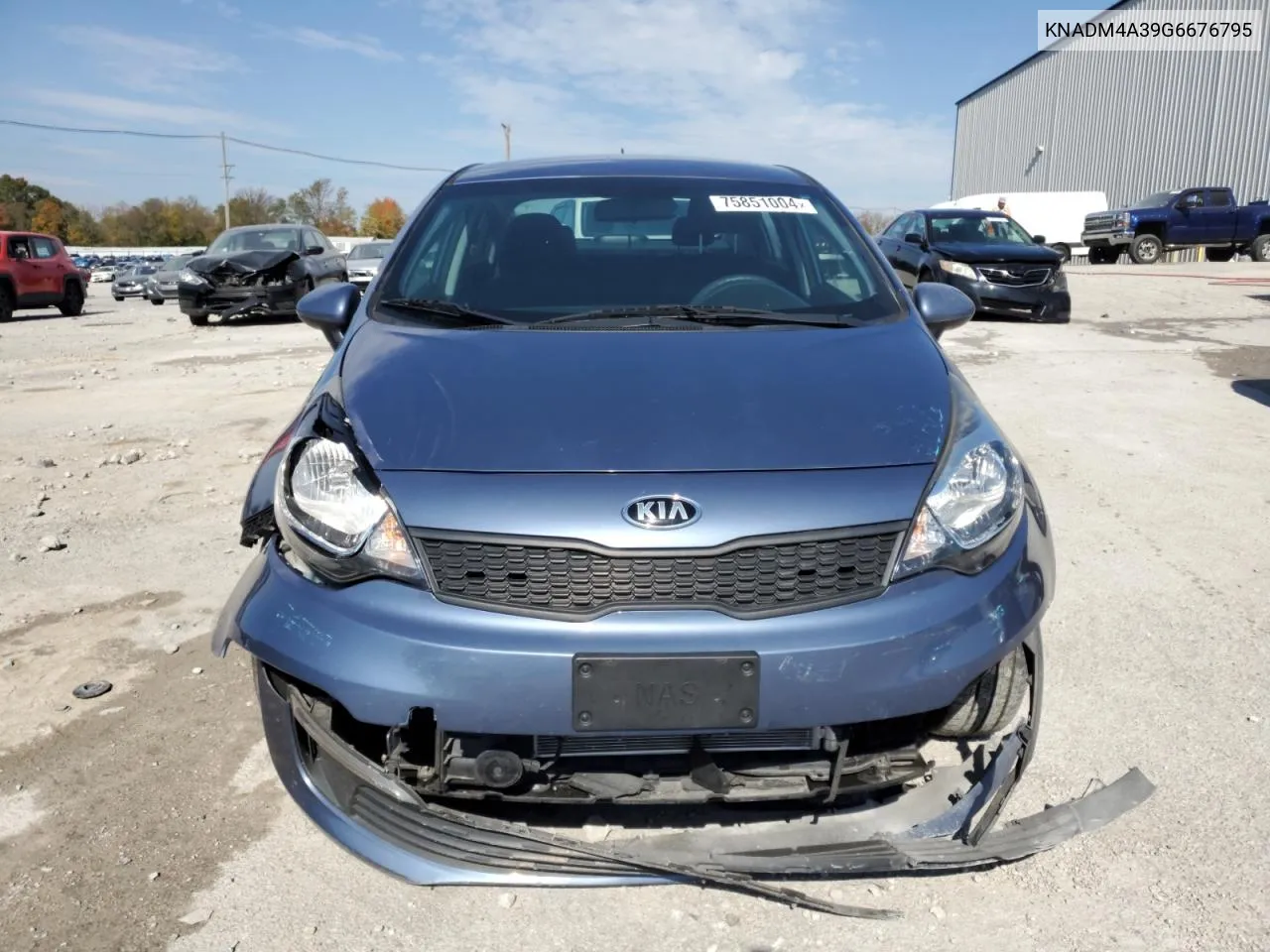 2016 Kia Rio Lx VIN: KNADM4A39G6676795 Lot: 75851004