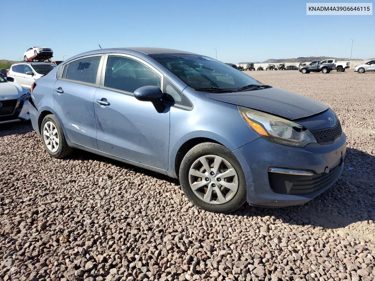 2016 Kia Rio Lx VIN: KNADM4A39G6646115 Lot: 77844814