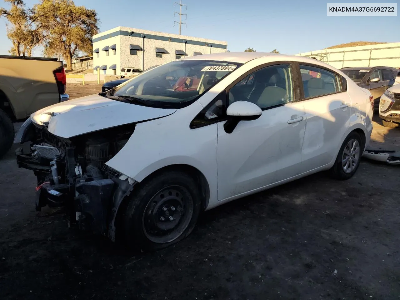 2016 Kia Rio Lx VIN: KNADM4A37G6692722 Lot: 78437094