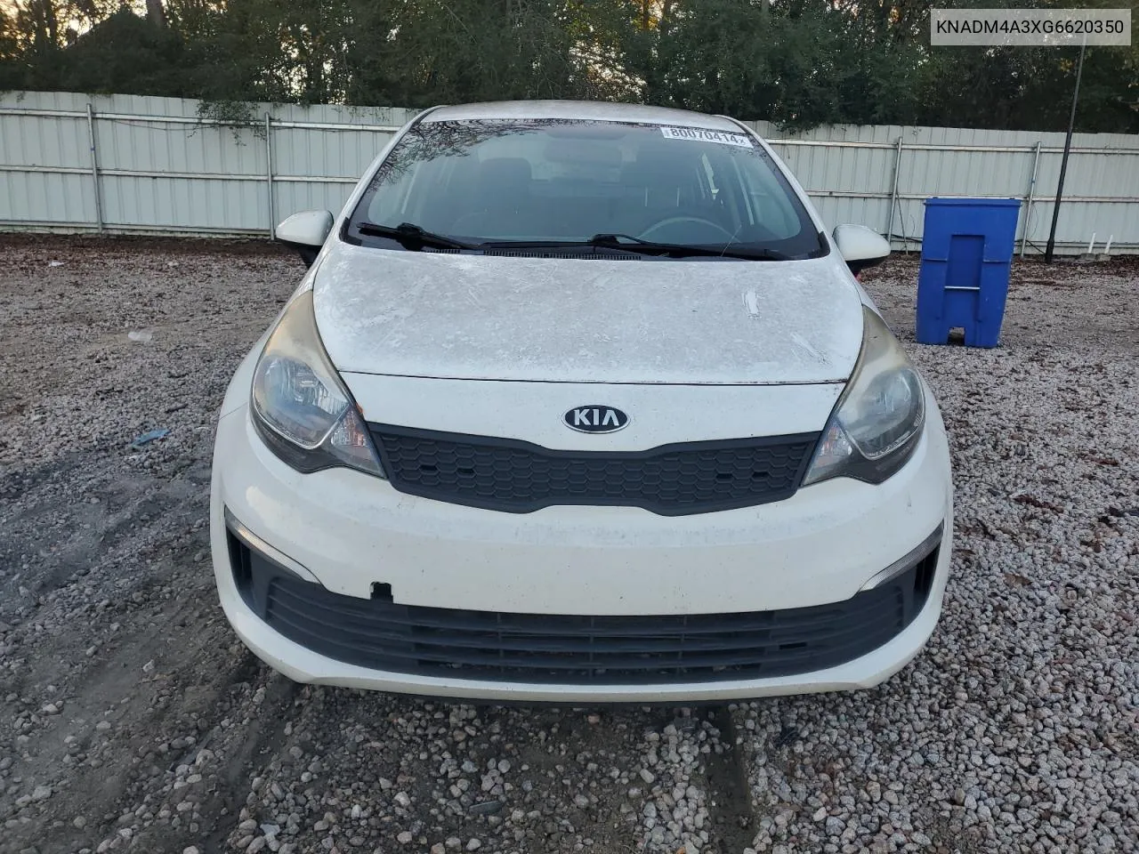 2016 Kia Rio Lx VIN: KNADM4A3XG6620350 Lot: 80070414