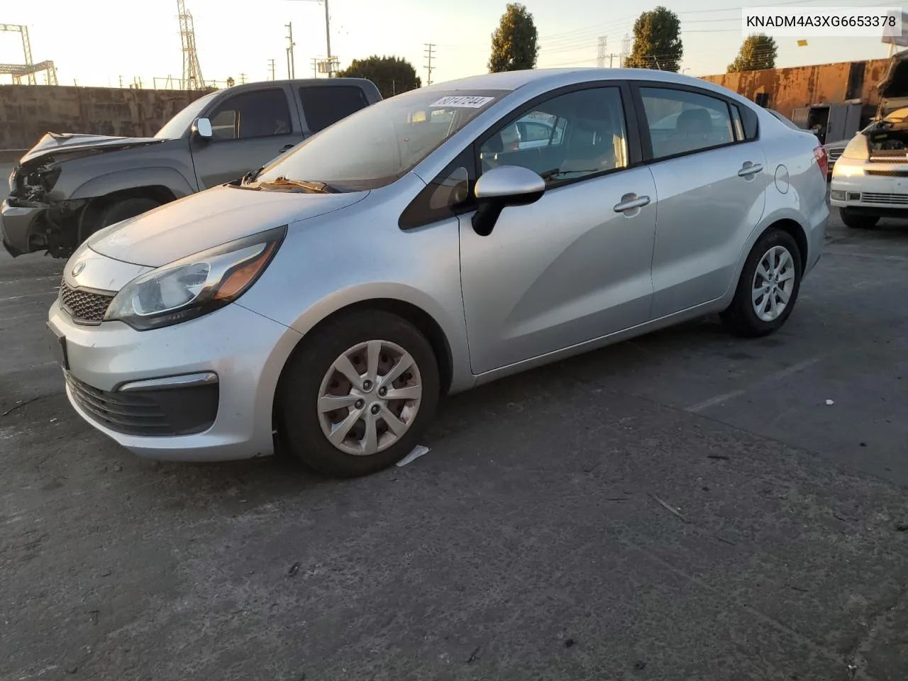 2016 Kia Rio Lx VIN: KNADM4A3XG6653378 Lot: 80147244