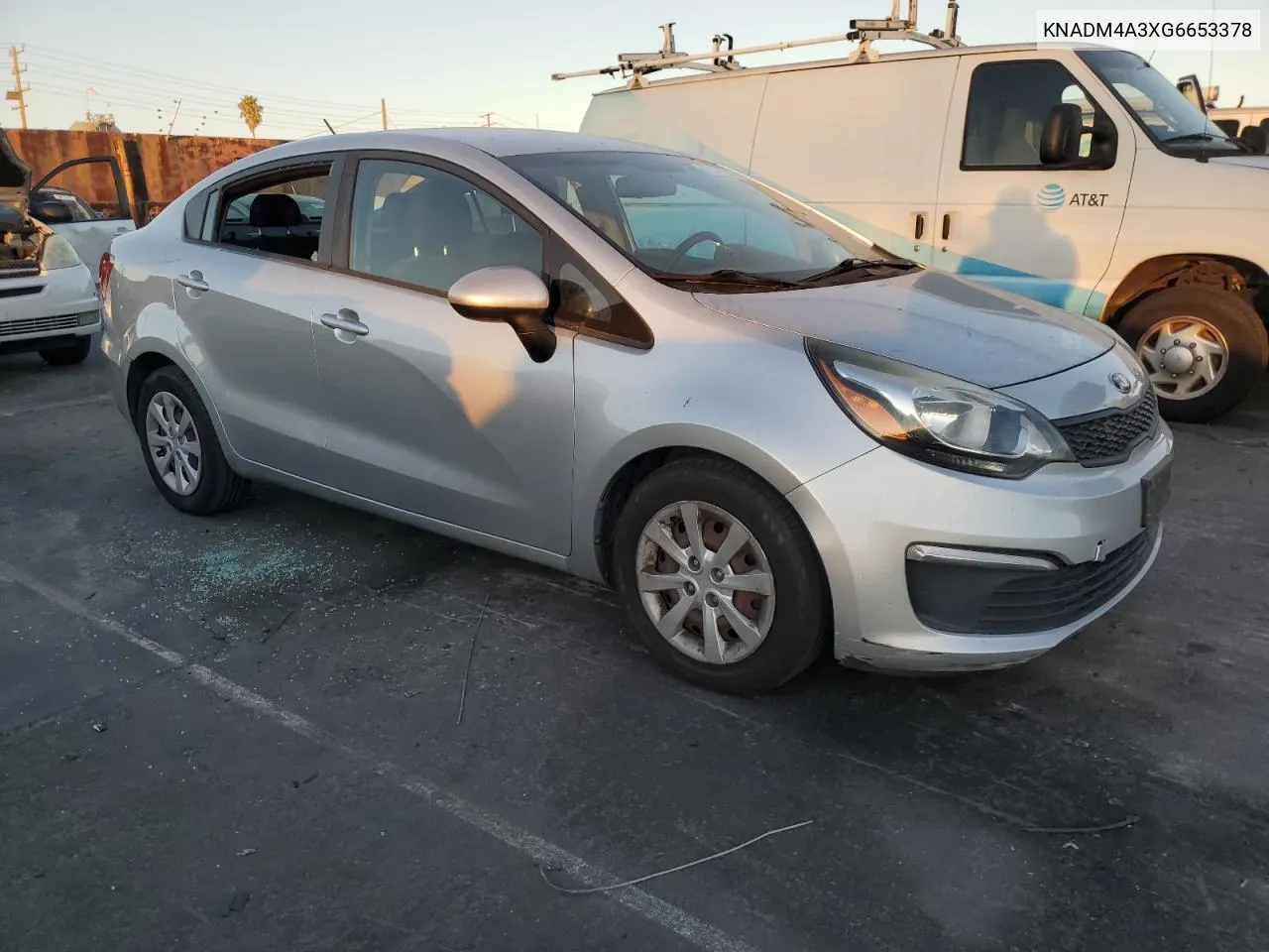 2016 Kia Rio Lx VIN: KNADM4A3XG6653378 Lot: 80147244